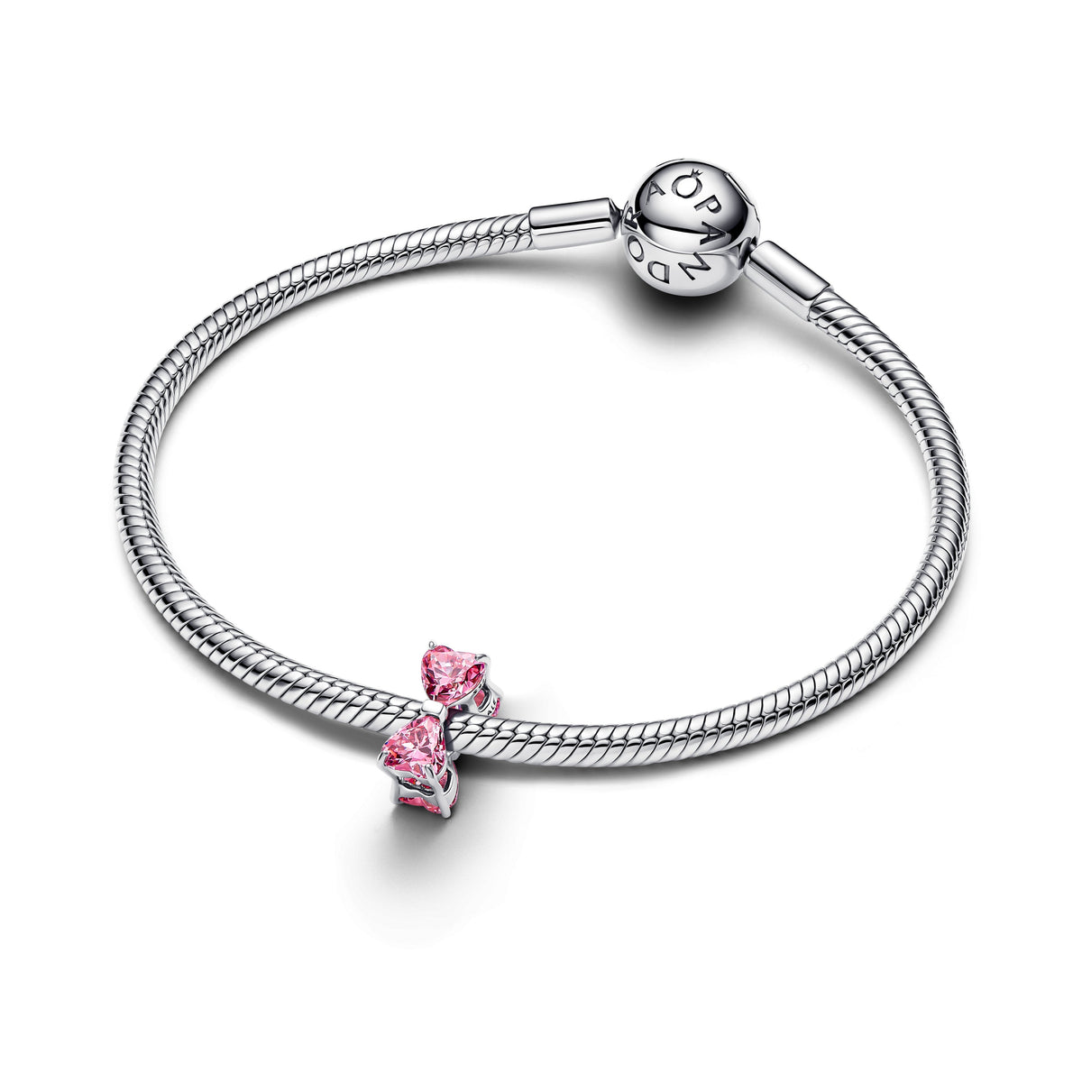 Charm – Sterling Silver – Pink Bow