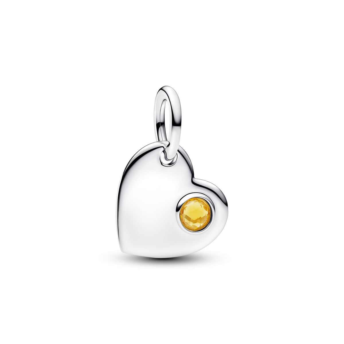 Dangle Charm – Sterling Silver – Engravable Heart Honey Stone