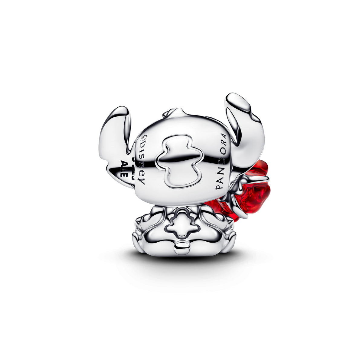 Charm – Sterling Silver – Disney Stitch Rose Murano Glass