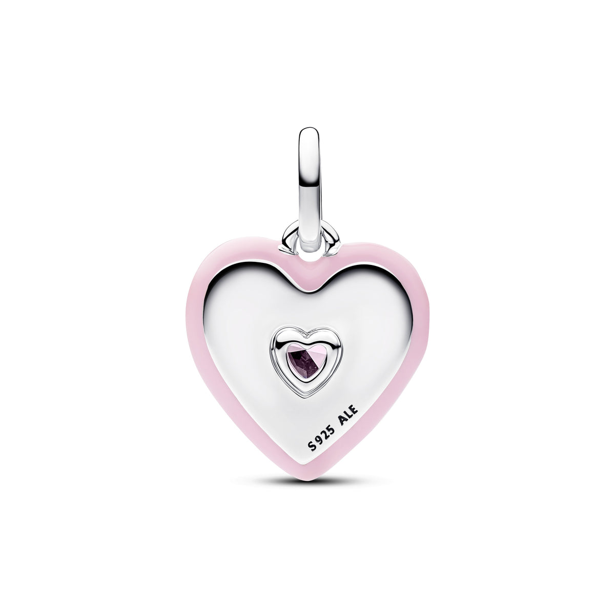 Charm – Sterling Silver – Radiating Pink Heart Medallion