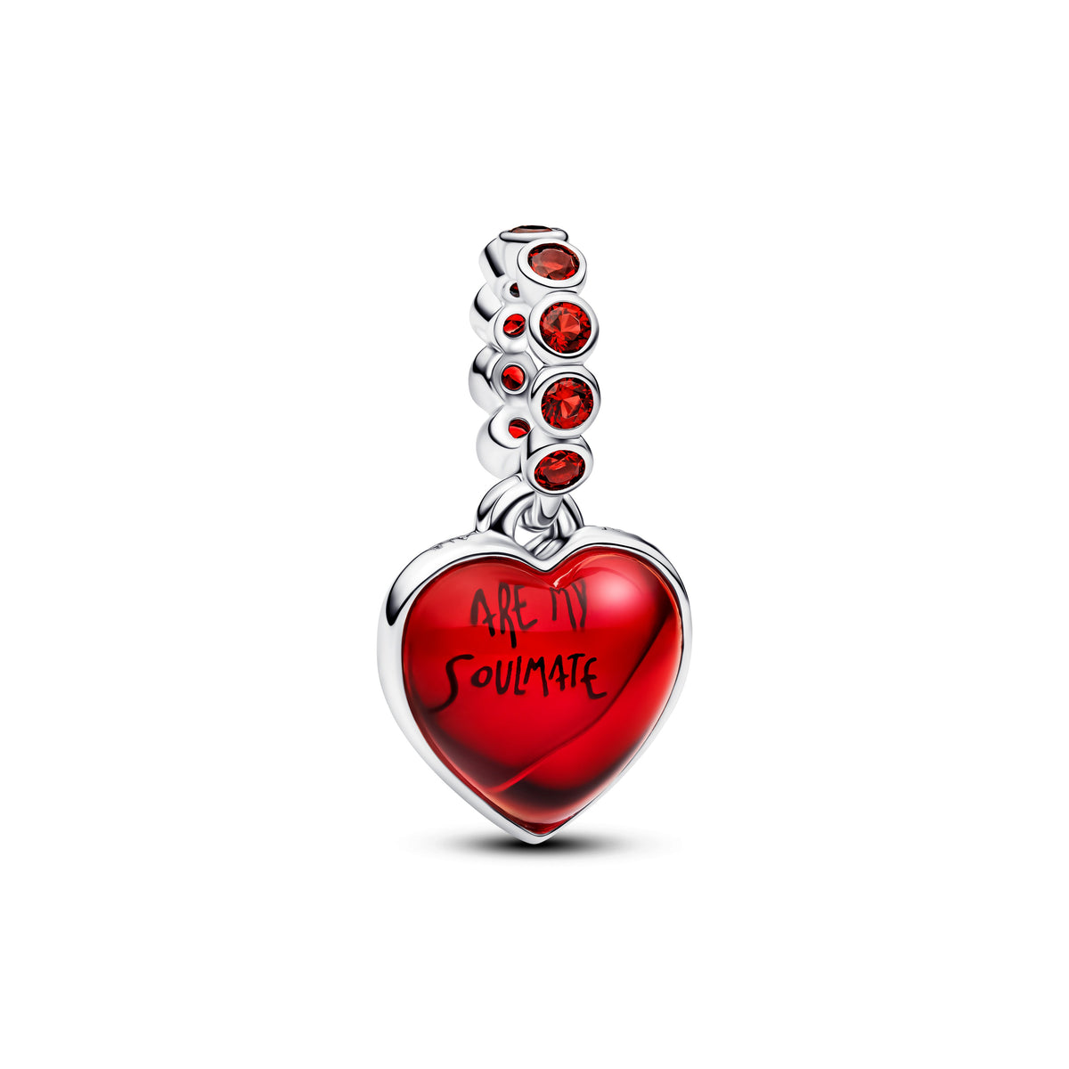 Dangle Charm – Sterling Silver – Red Murano Glass Heart Double