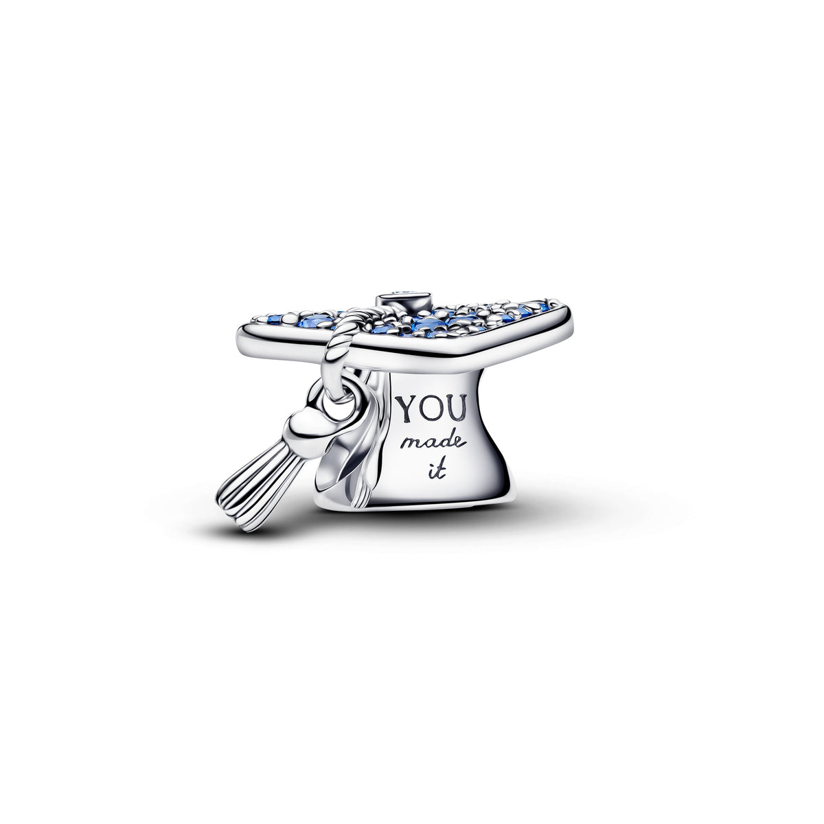 Charm – Sterling Silver – Sparkling Blue 2026 Graduation Cap