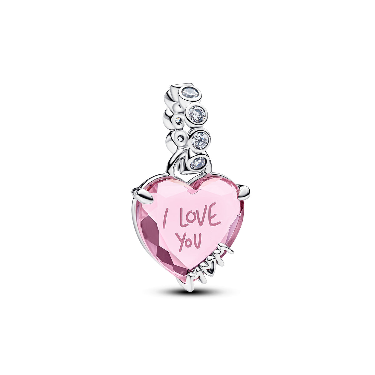 Dangle Charm – Sterling Silver – I Love You Mom