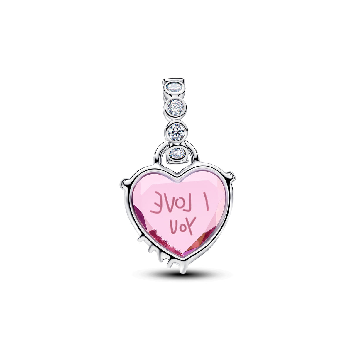 Dangle Charm – Sterling Silver – I Love You Mom