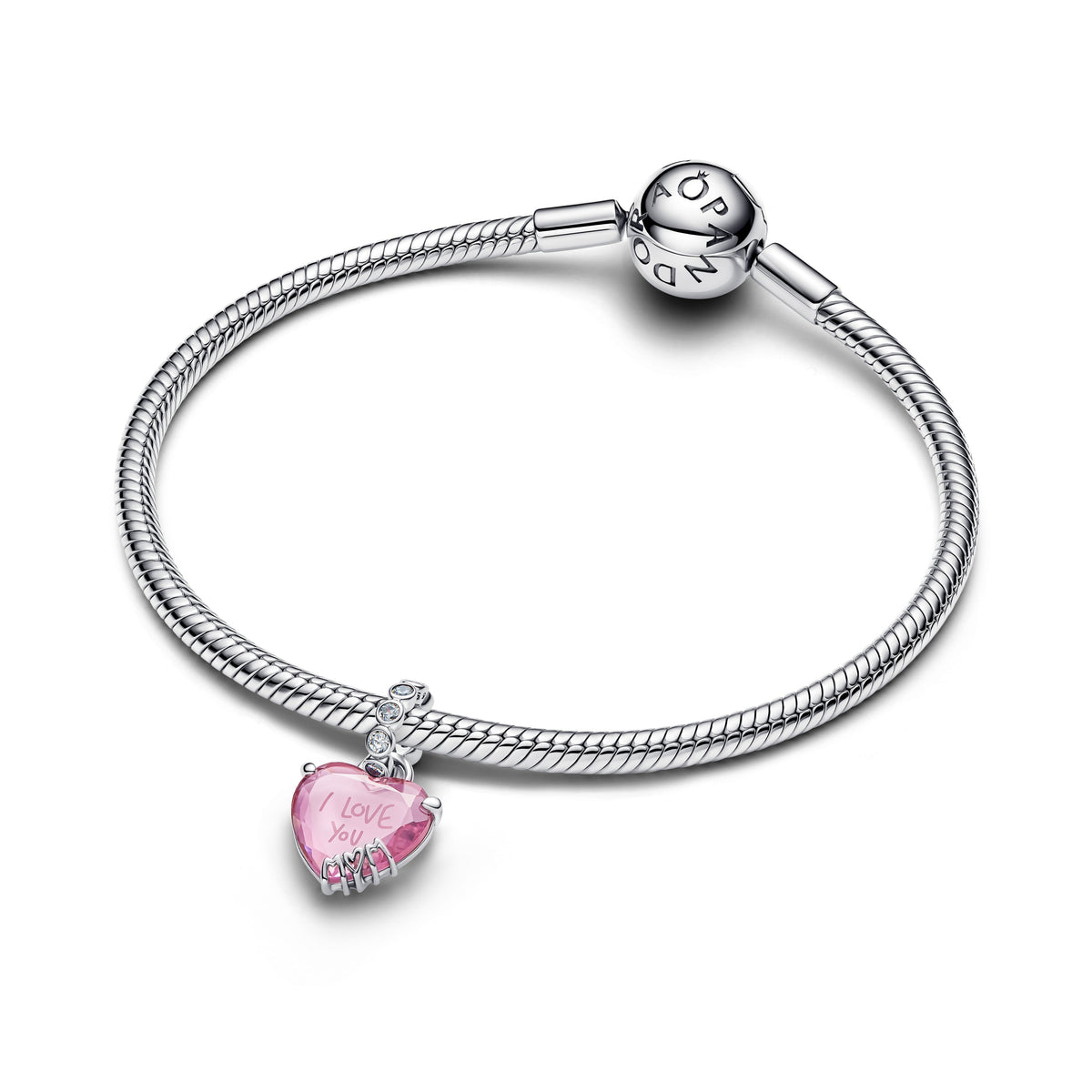 Dangle Charm – Sterling Silver – I Love You Mom