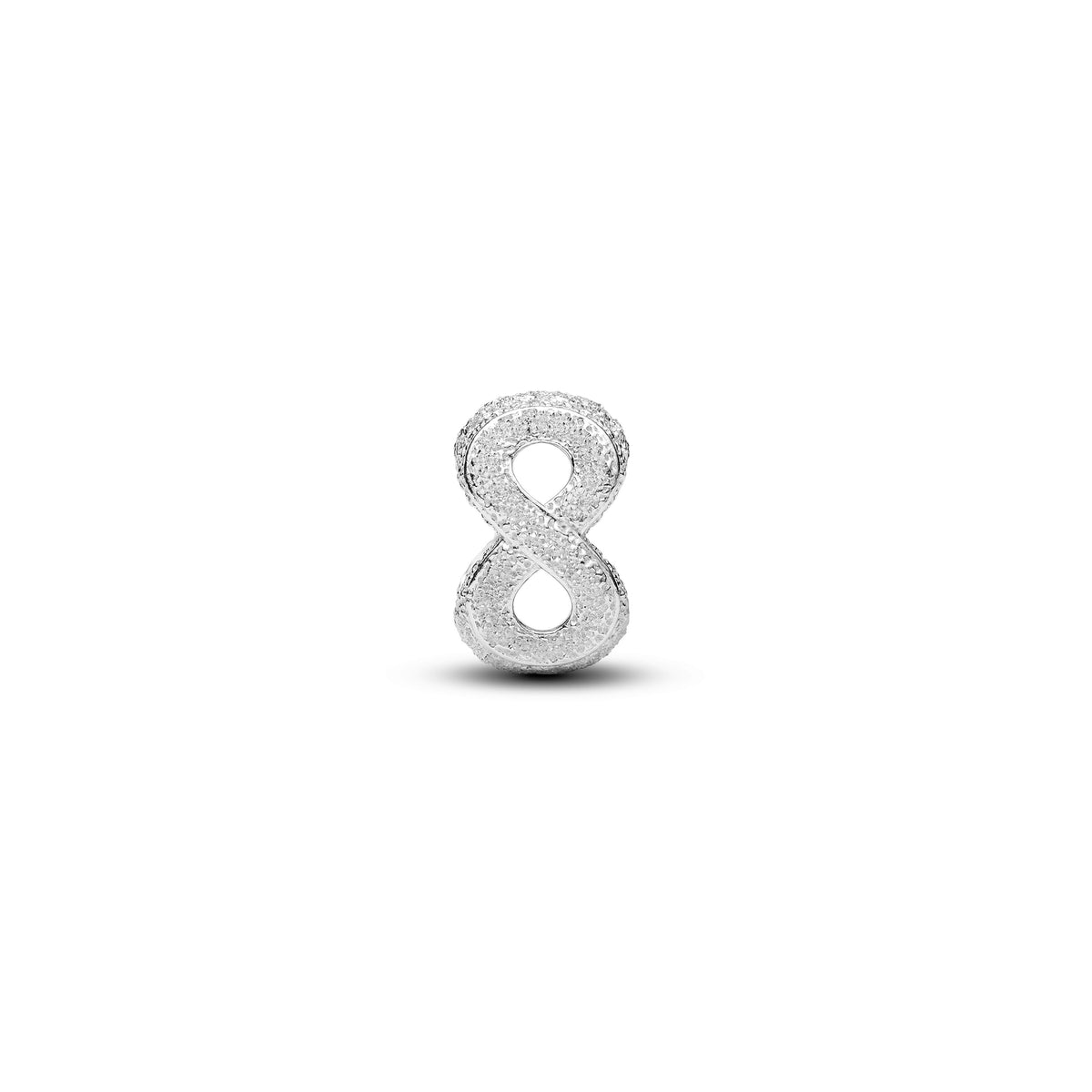 Mini Charm – Sterling Silver – Textured Infinity Symbol