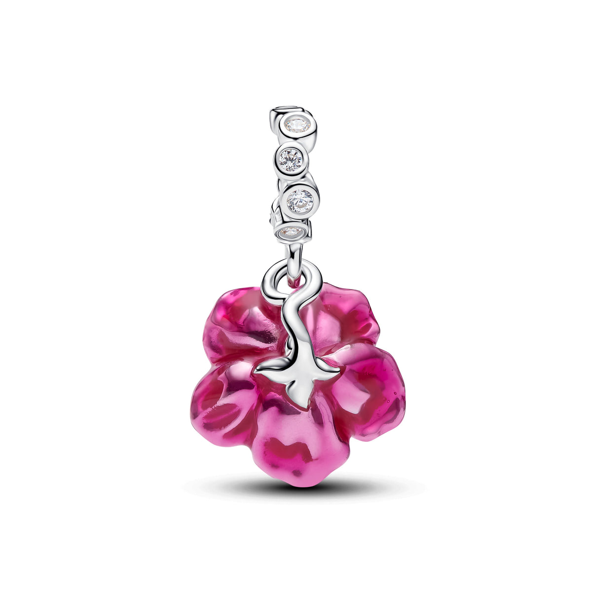 Dangle Charm – Sterling Silver – Hibiscus