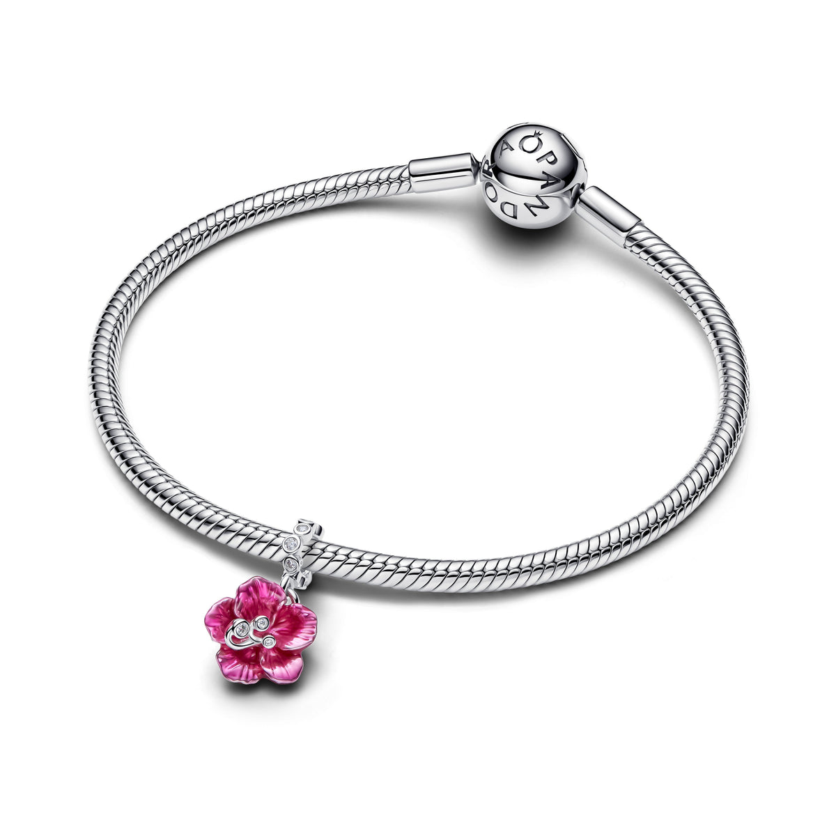 Dangle Charm – Sterling Silver – Hibiscus