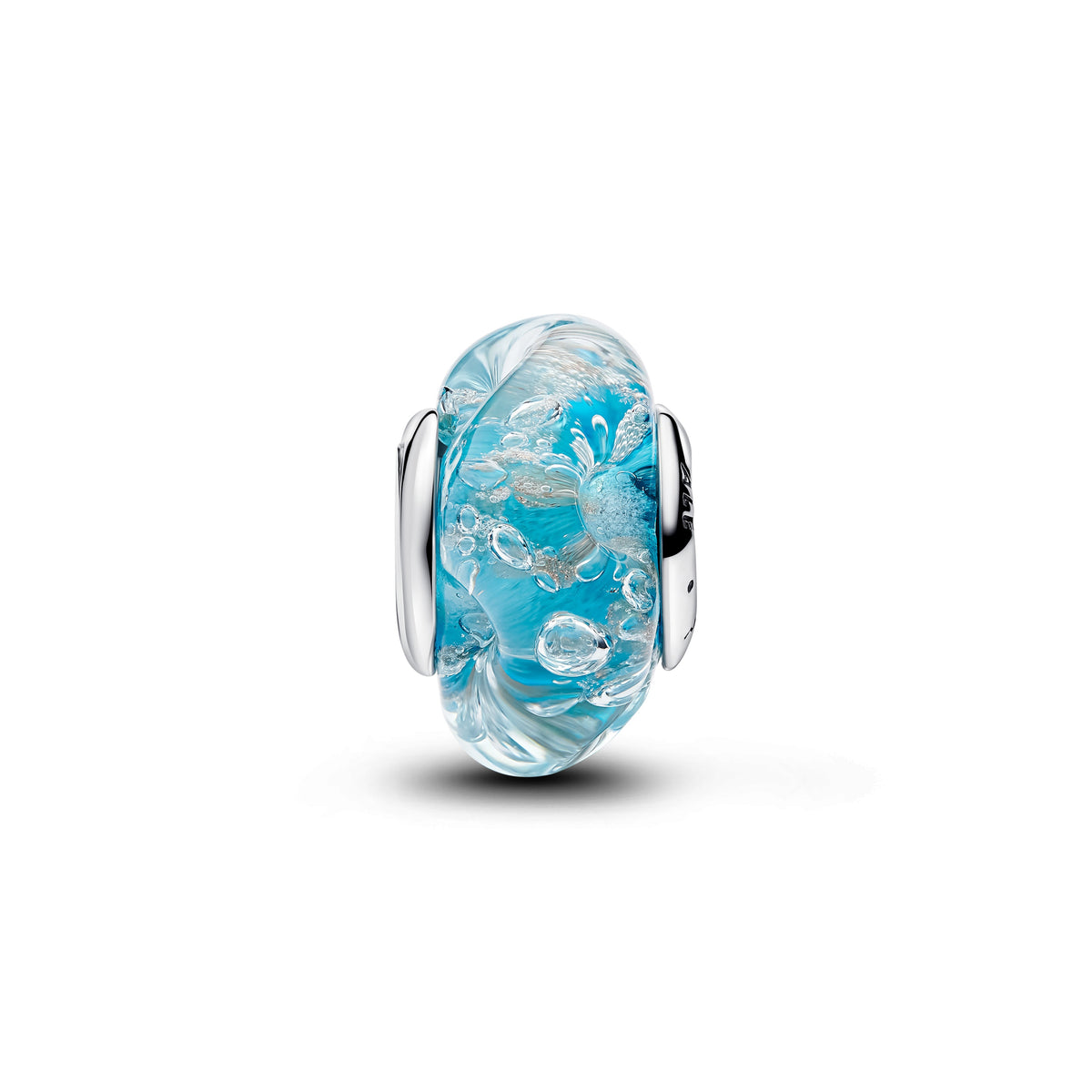 Charm – Sterling Silver – Turquoise Murano Glass & Glitter