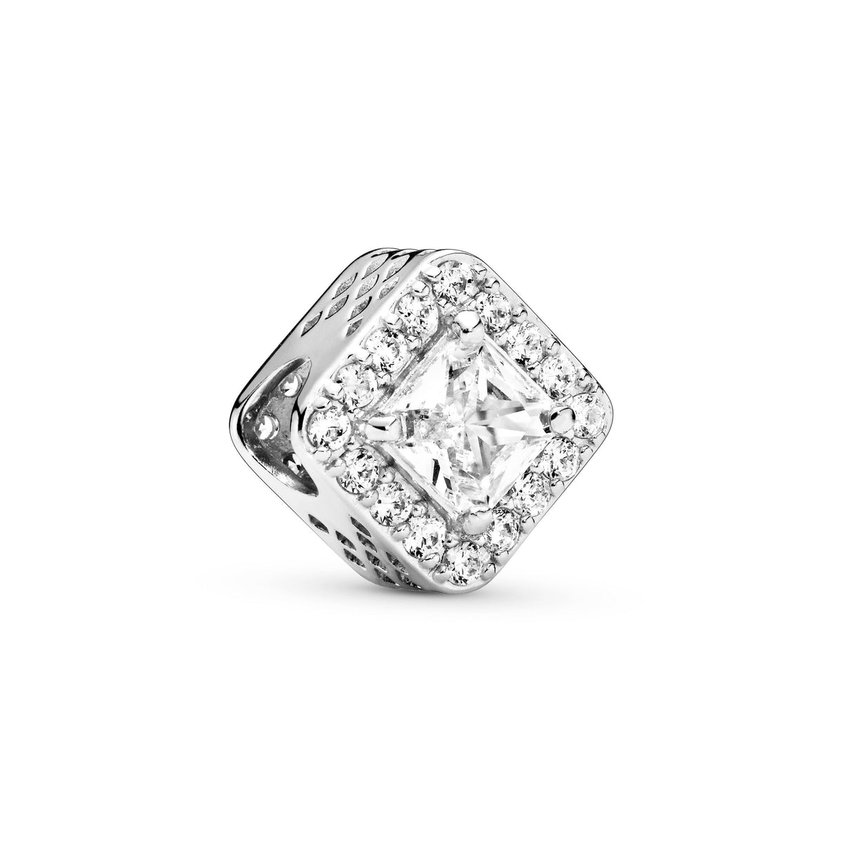 Charm – Sterling Silver – Square Sparkle Halo
