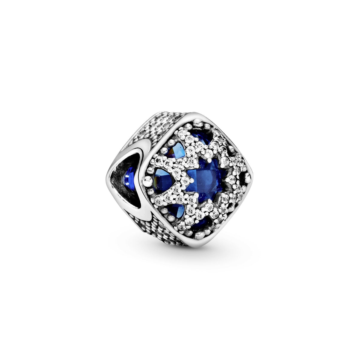 Charm – Sterling Silver – Square Blue Star