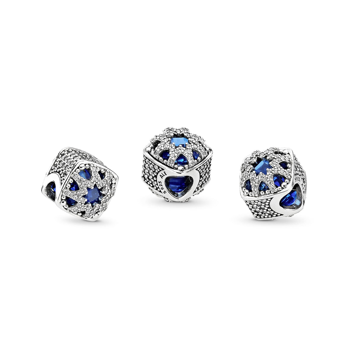 Charm – Sterling Silver – Square Blue Star