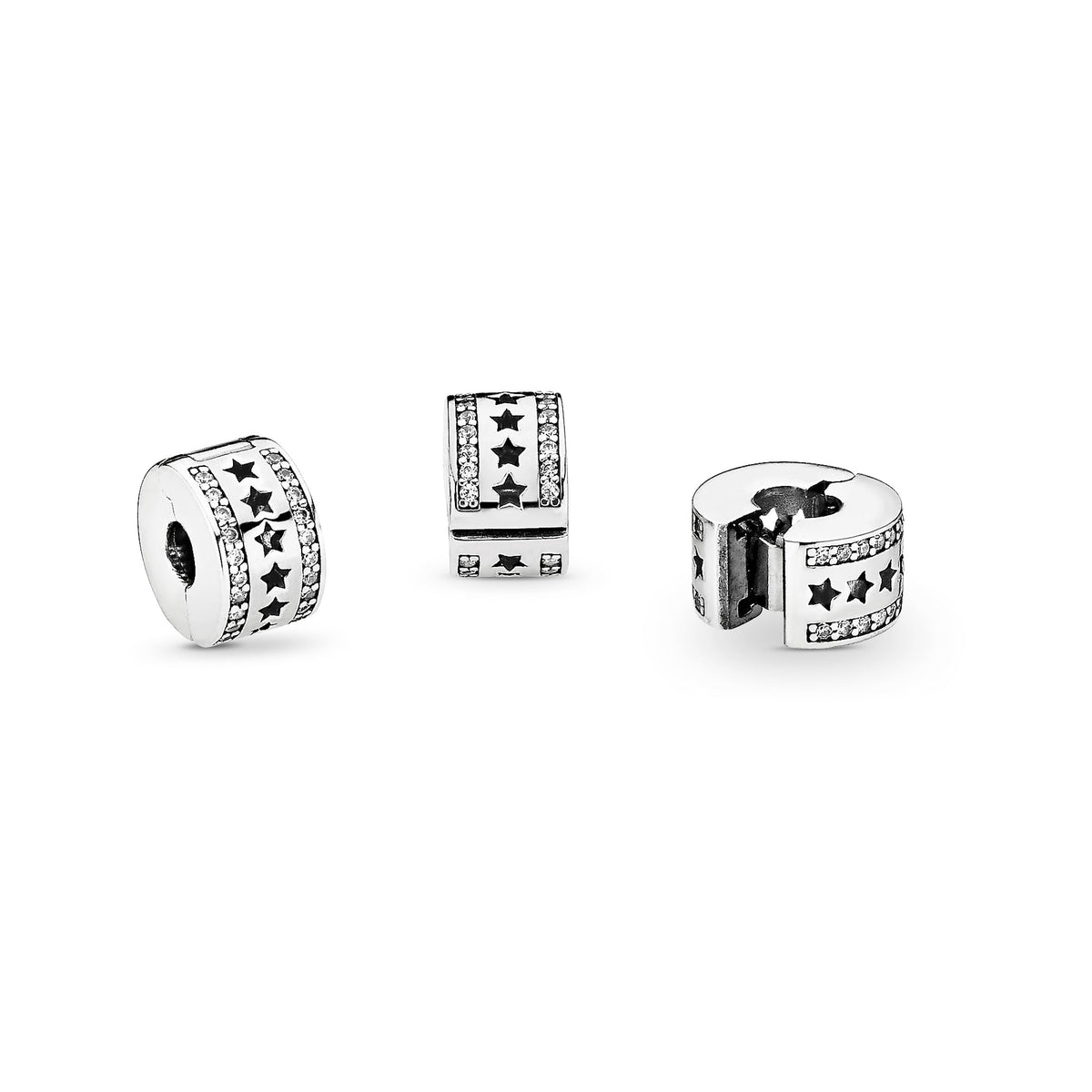 Clip Charm – Sterling Silver – Row of Stars