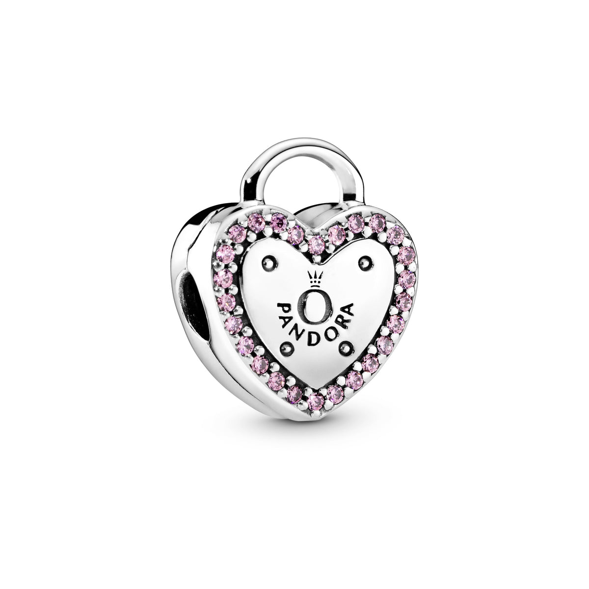 Clip Charm – Sterling Silver – Pandora Logo Heart Padlock