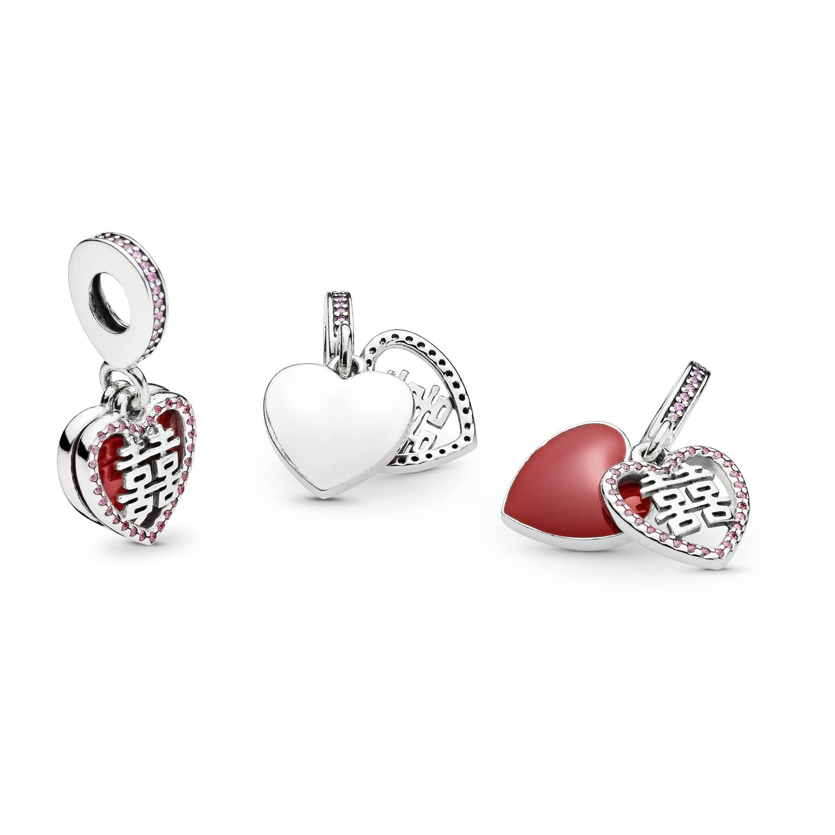 Dangle Charm – Sterling Silver – Chinese Double Happiness