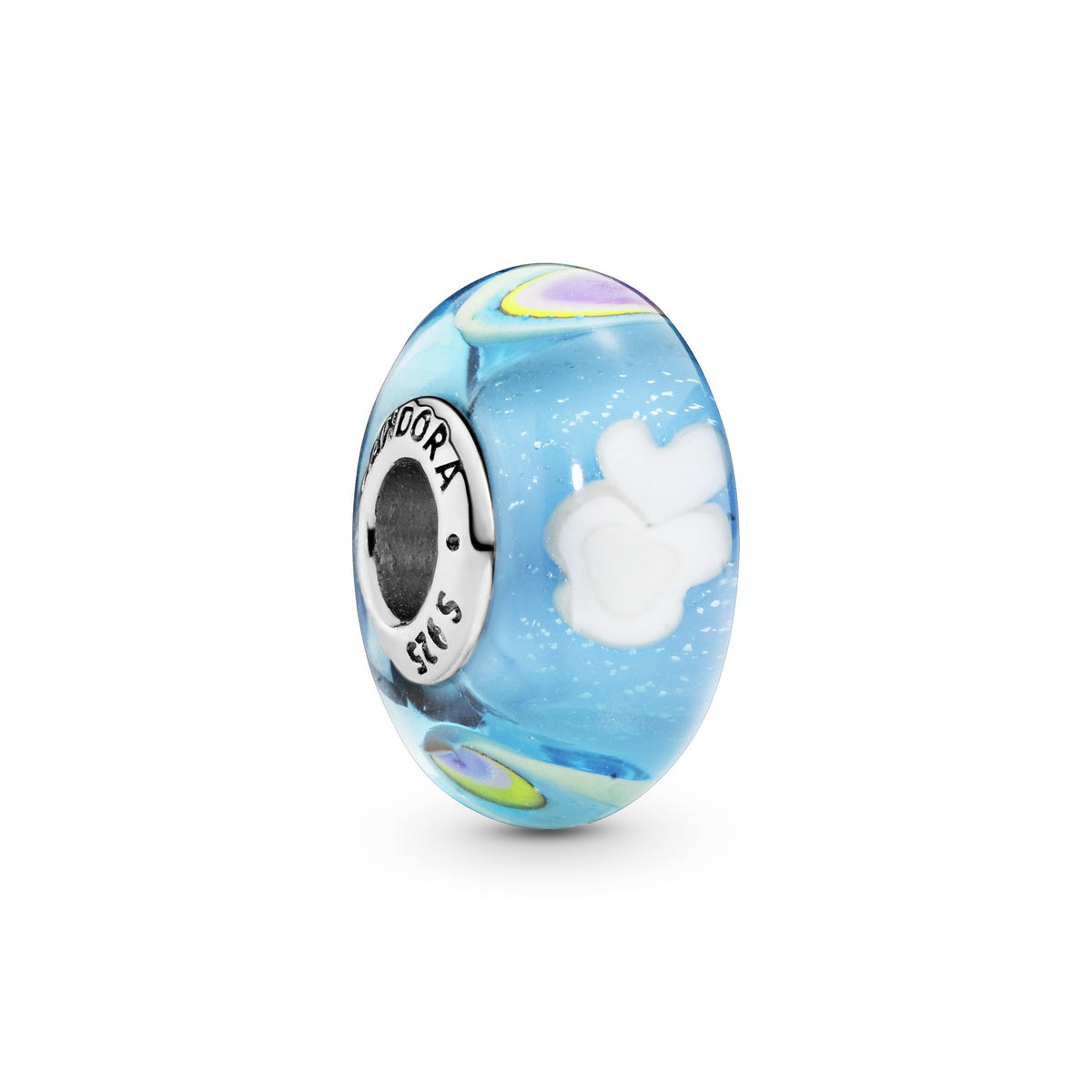 Charm – Sterling Silver – Rainbow Murano Glass