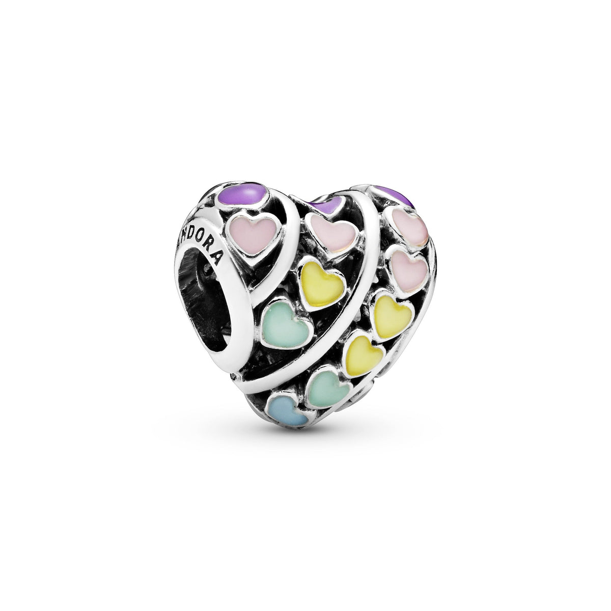 Charm – Sterling Silver – Rainbow Hearts
