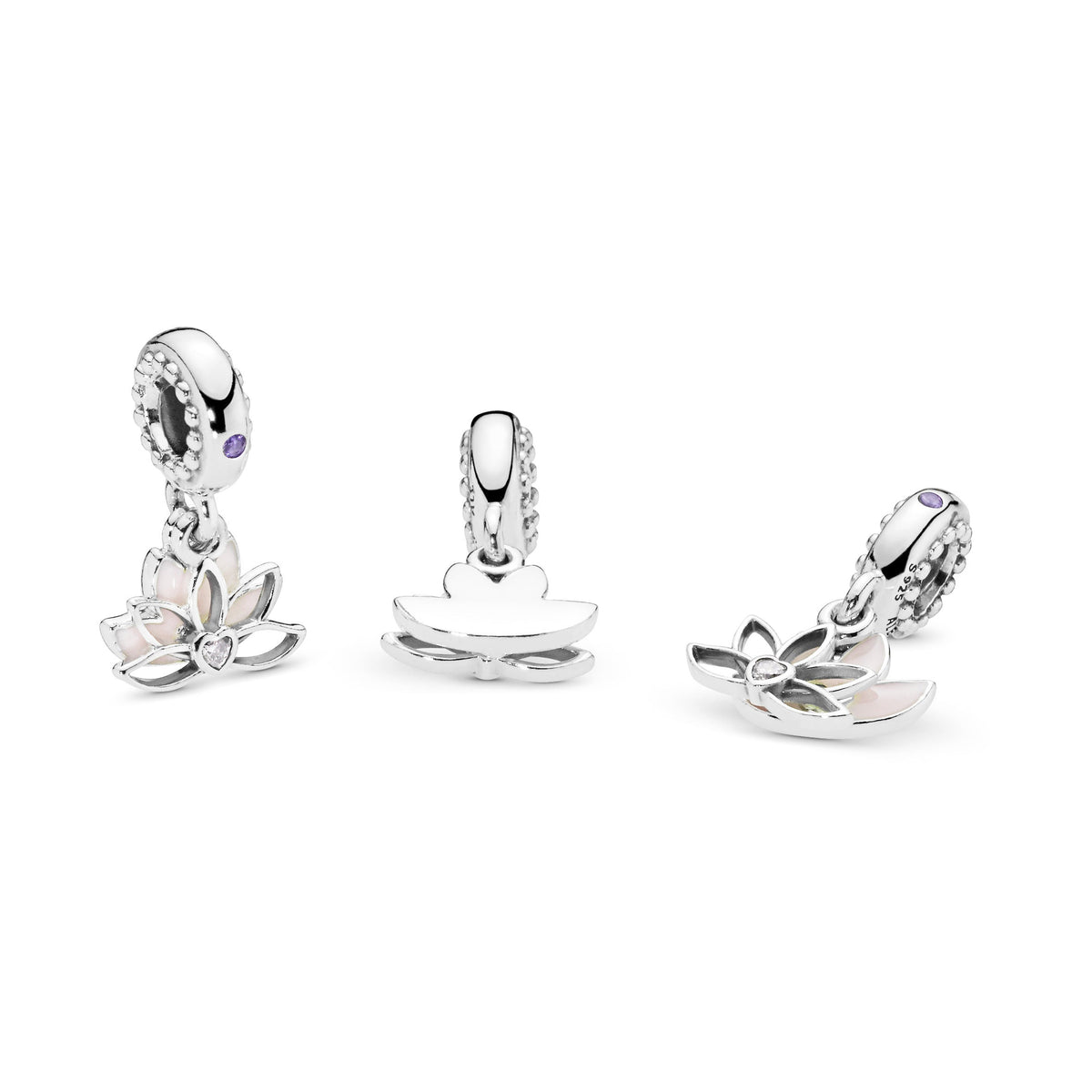 Dangle Charm – Sterling Silver – Lotus Flower