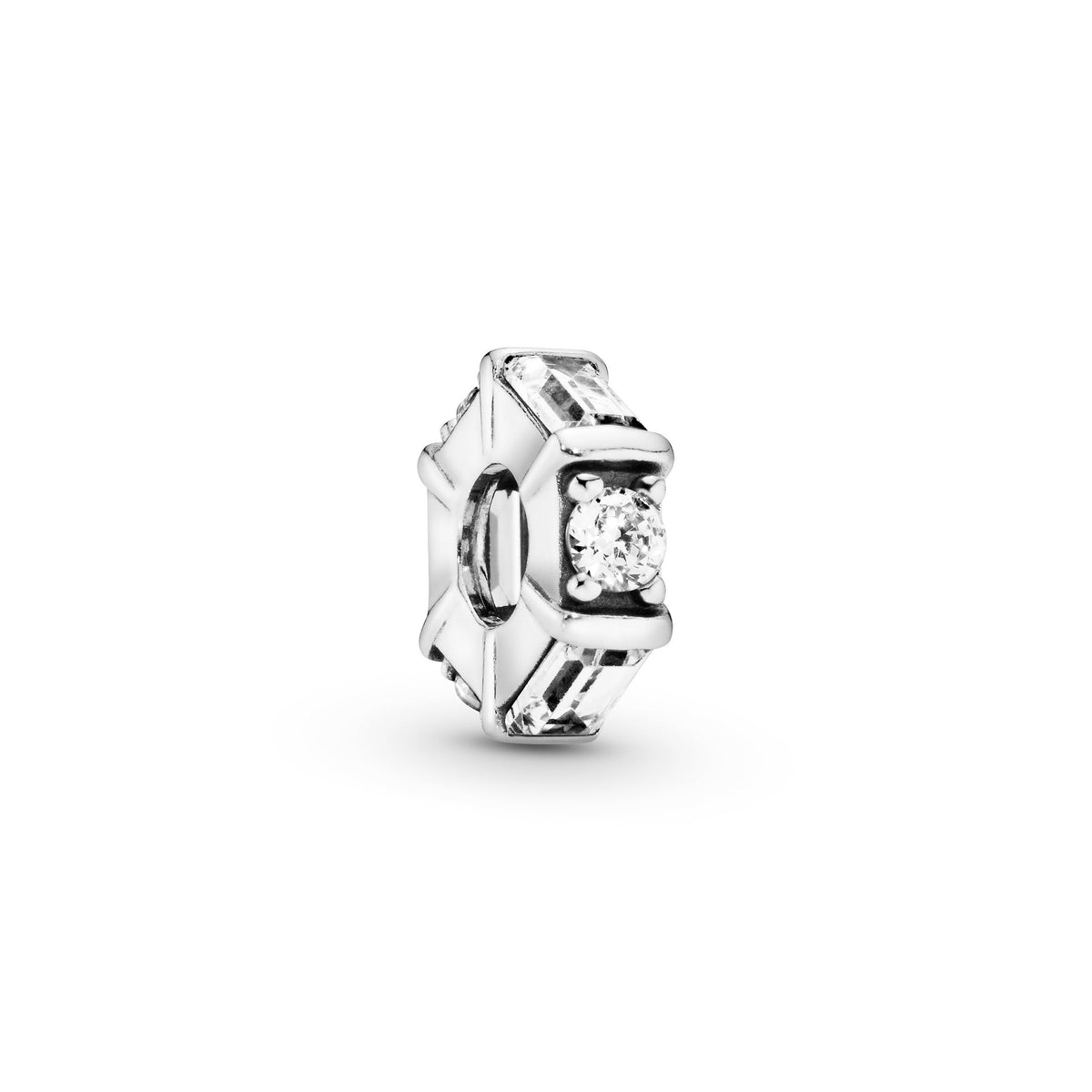 Charm – Sterling Silver – Clear Ice Cube Spacer