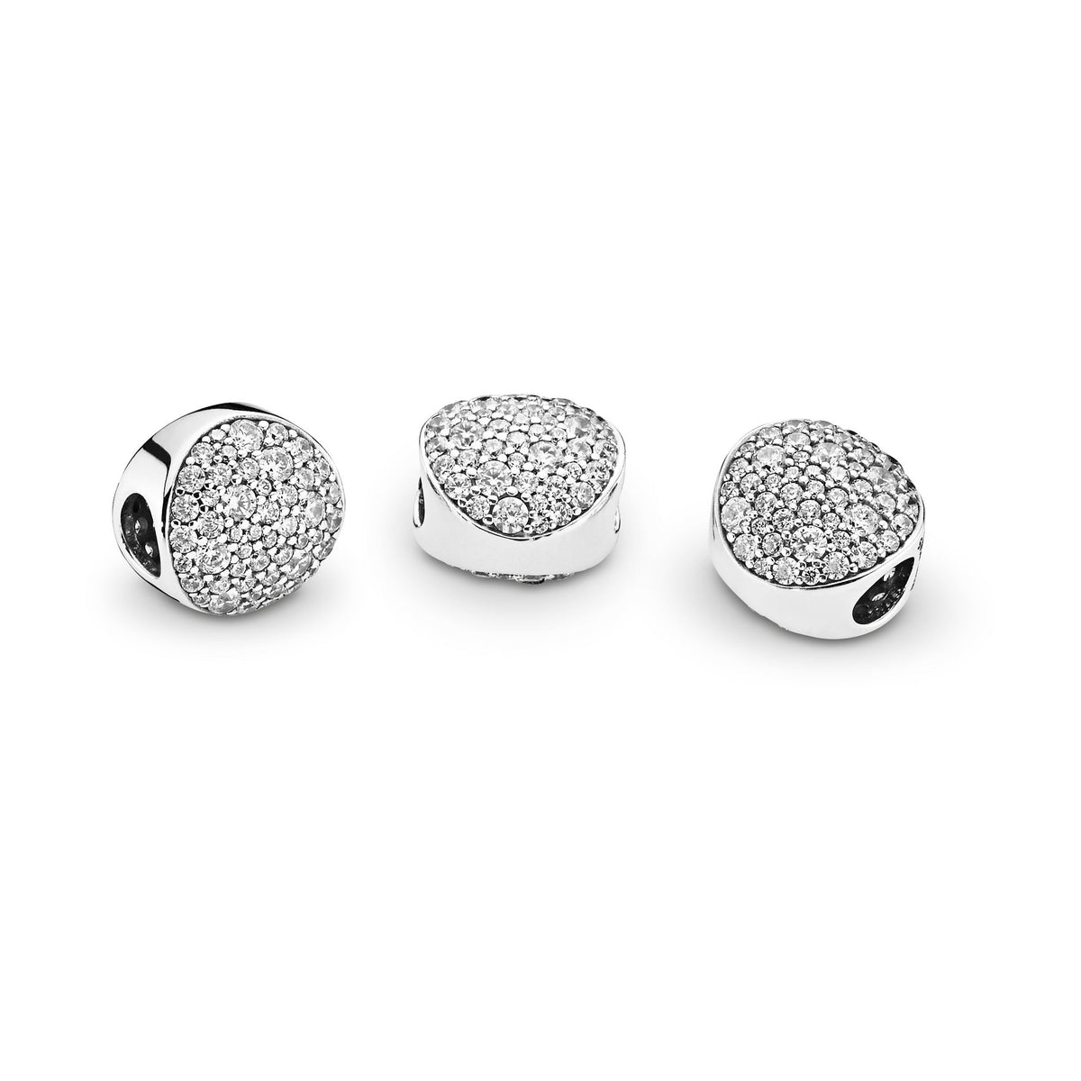 Charm – Sterling Silver – Round Pavé