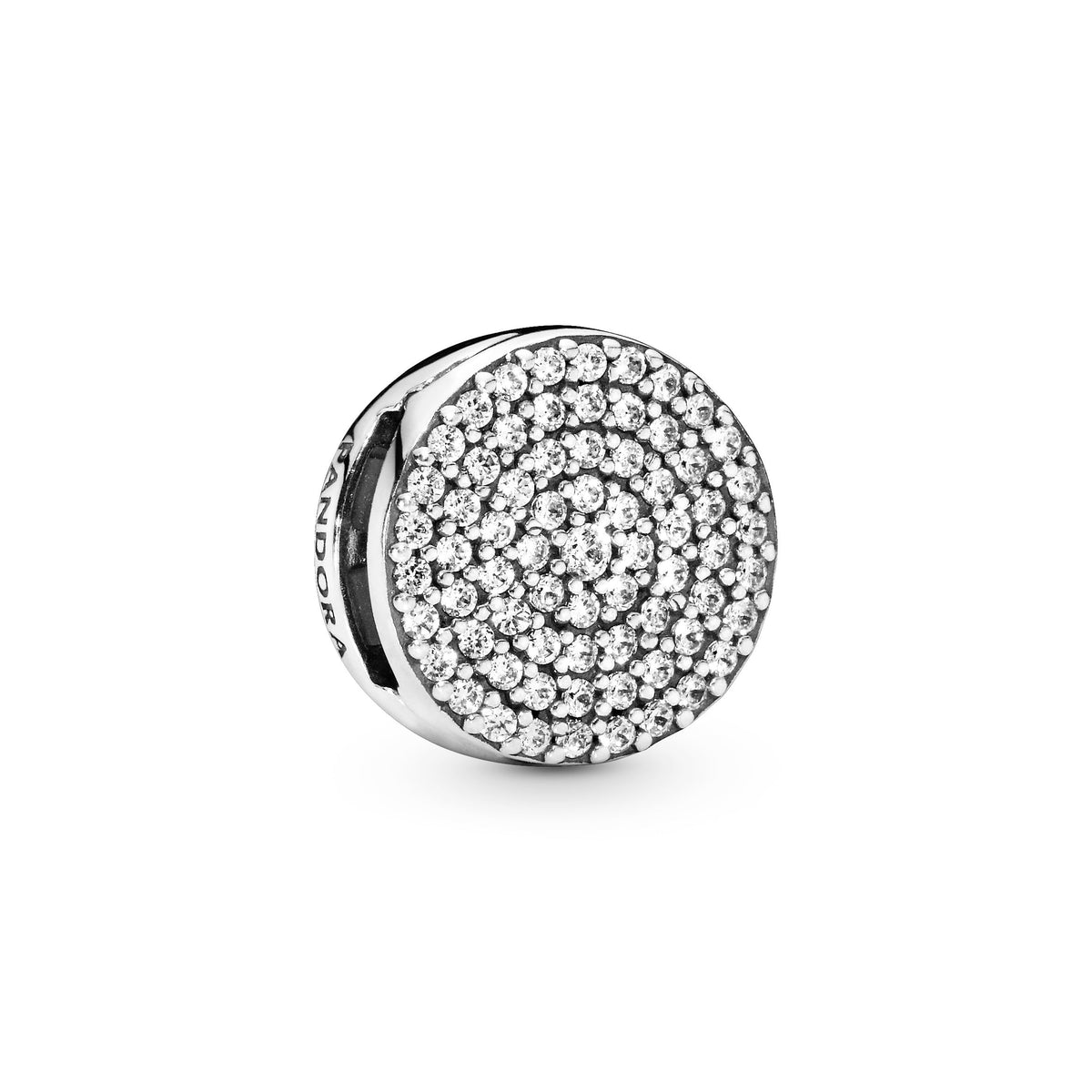 Clip Charm – Sterling Silver – Round Pavé