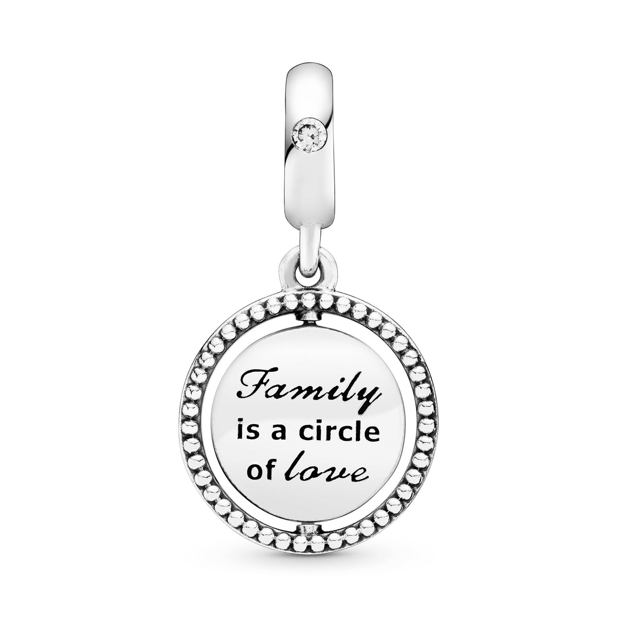 Dangle Charm – Sterling Silver – Spinning Family Tree