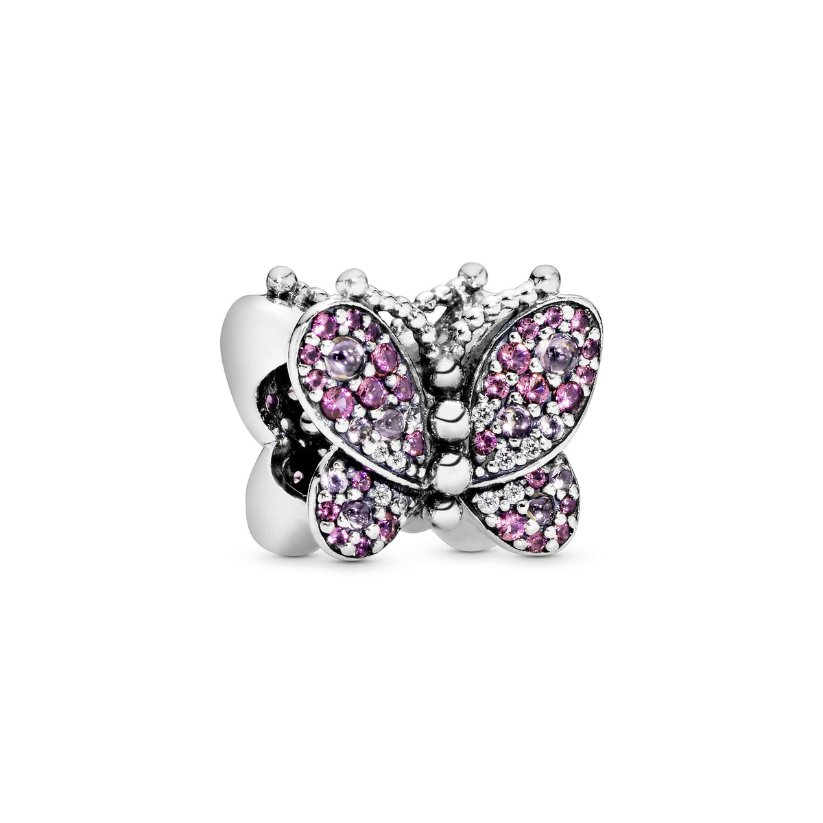 Charm – Sterling Silver – Pink Pavé Butterfly