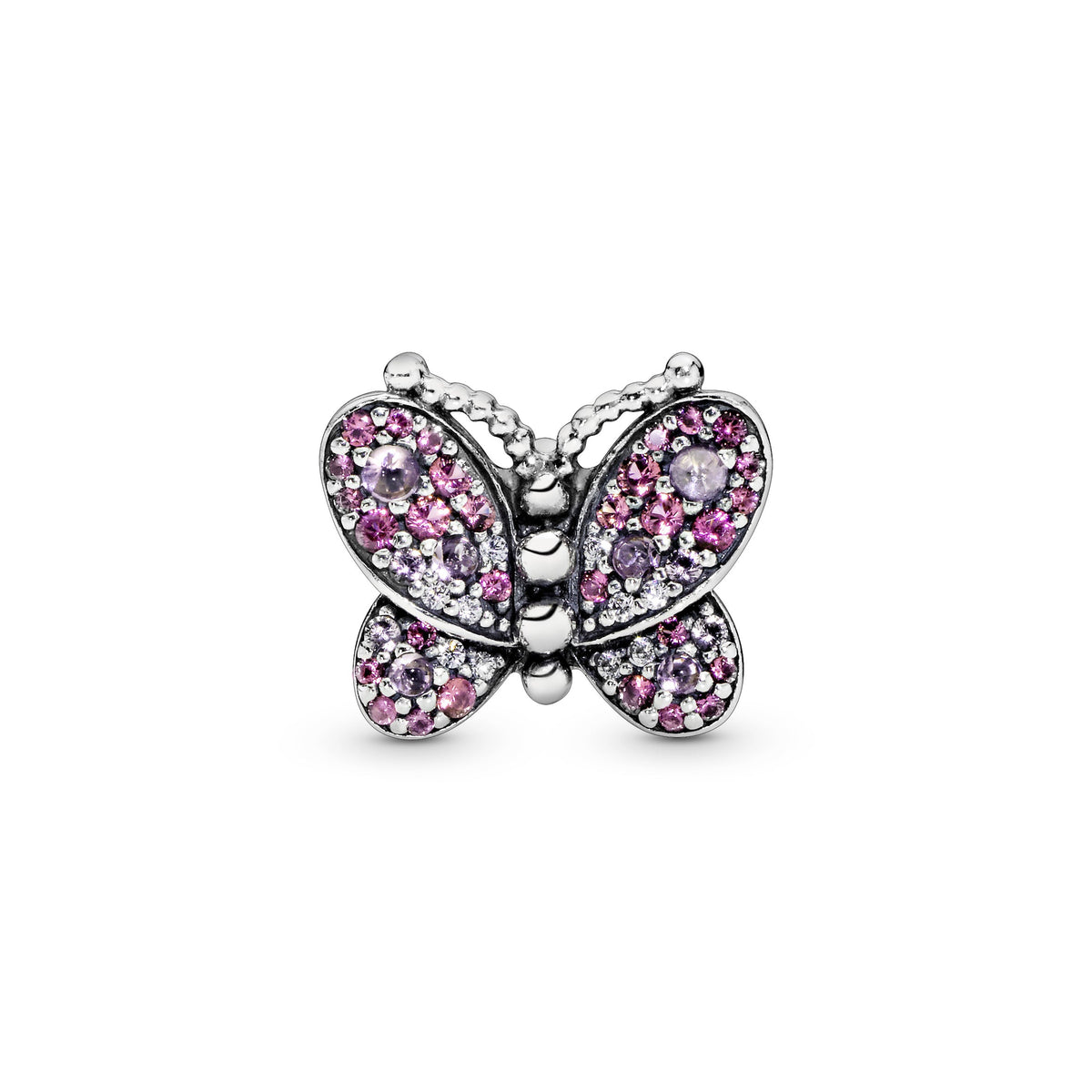 Charm – Sterling Silver – Pink Pavé Butterfly