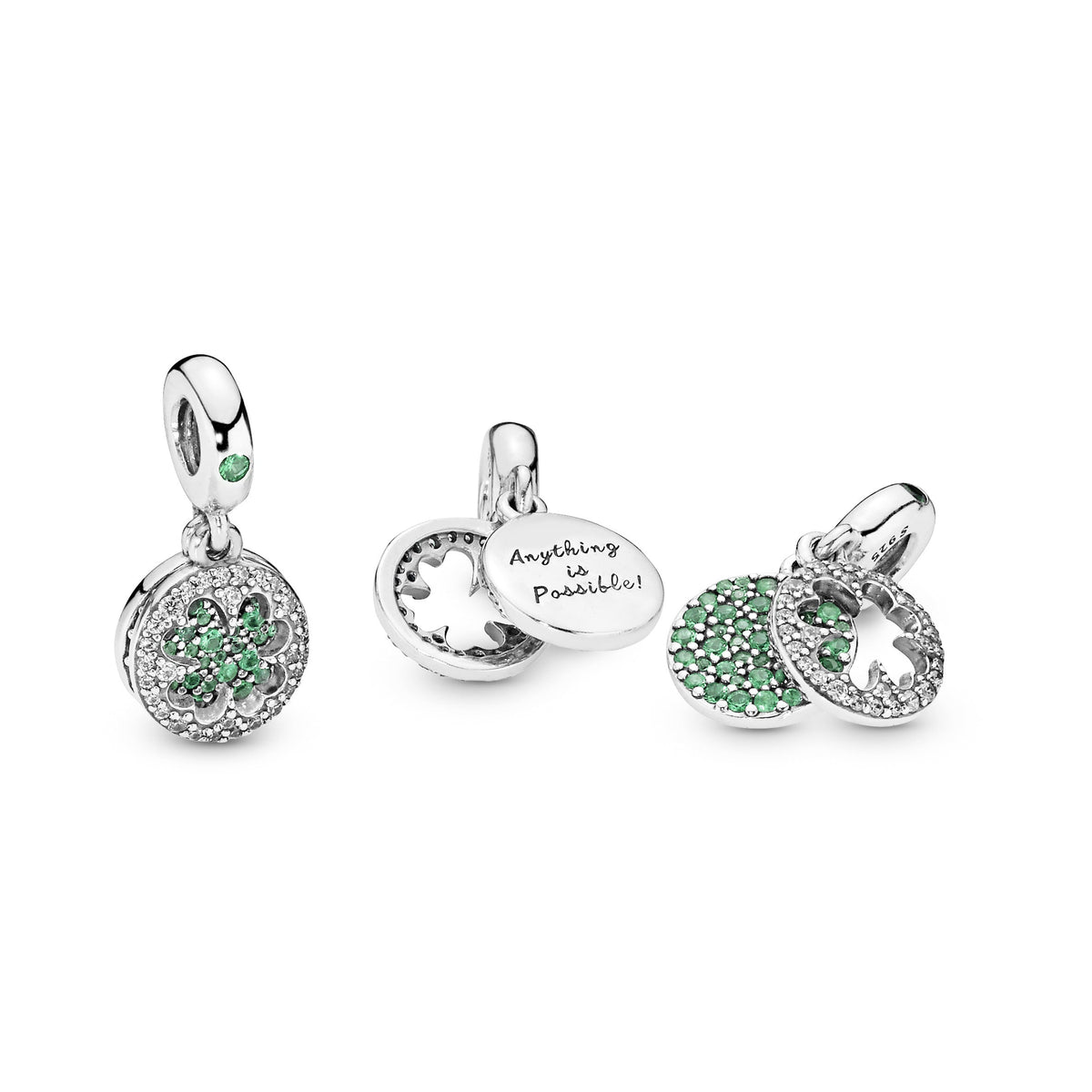 Dangle Charm – Sterling Silver – Lucky Four Leaf Clover