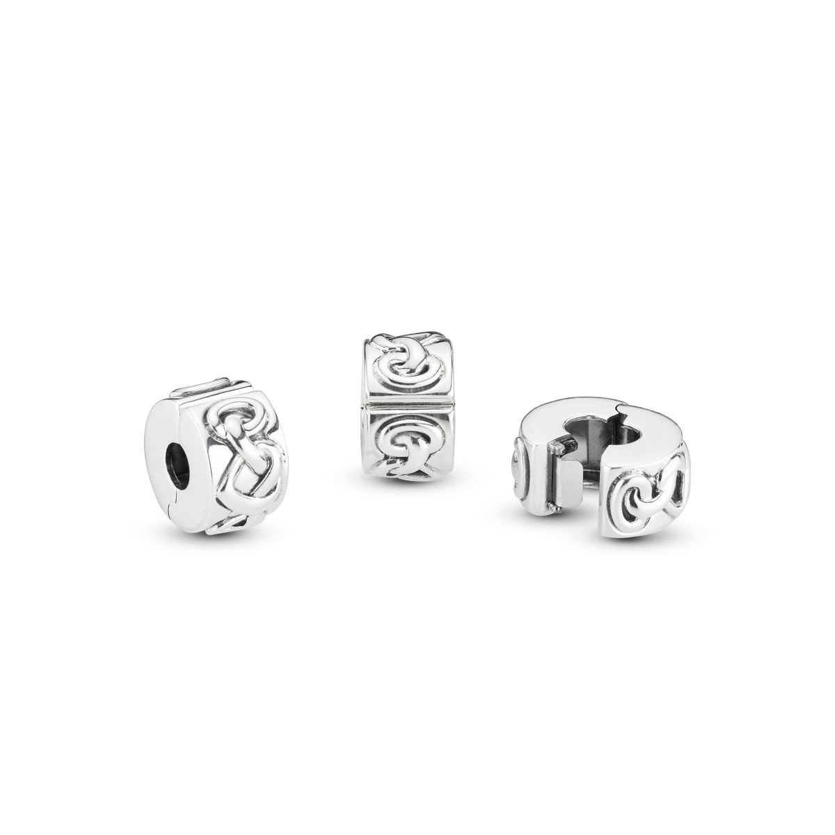 Clip Charm – Sterling Silver – Knotted Hearts