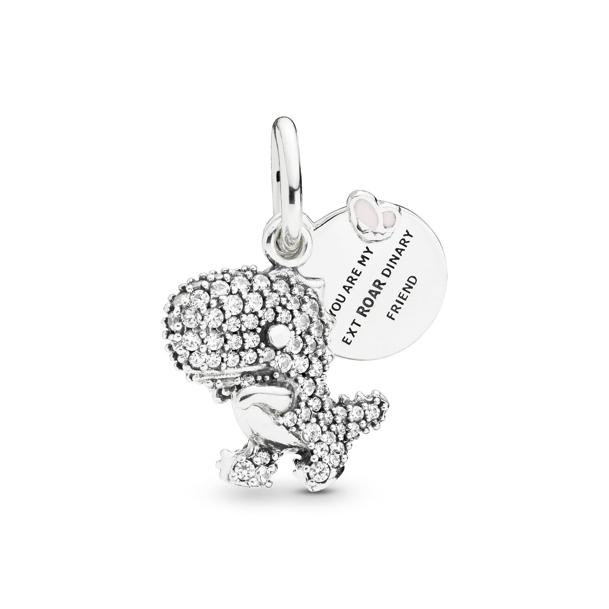 Dangle Charm – Sterling Silver – Pavé Dinosaur