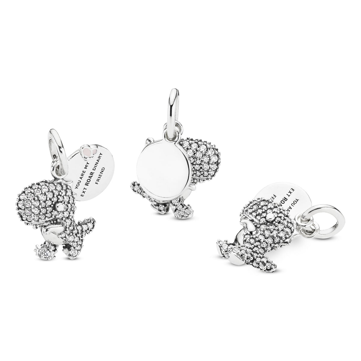 Dangle Charm – Sterling Silver – Pavé Dinosaur