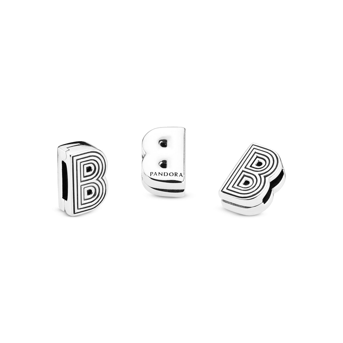 Clip Charm – Sterling Silver – Letter B