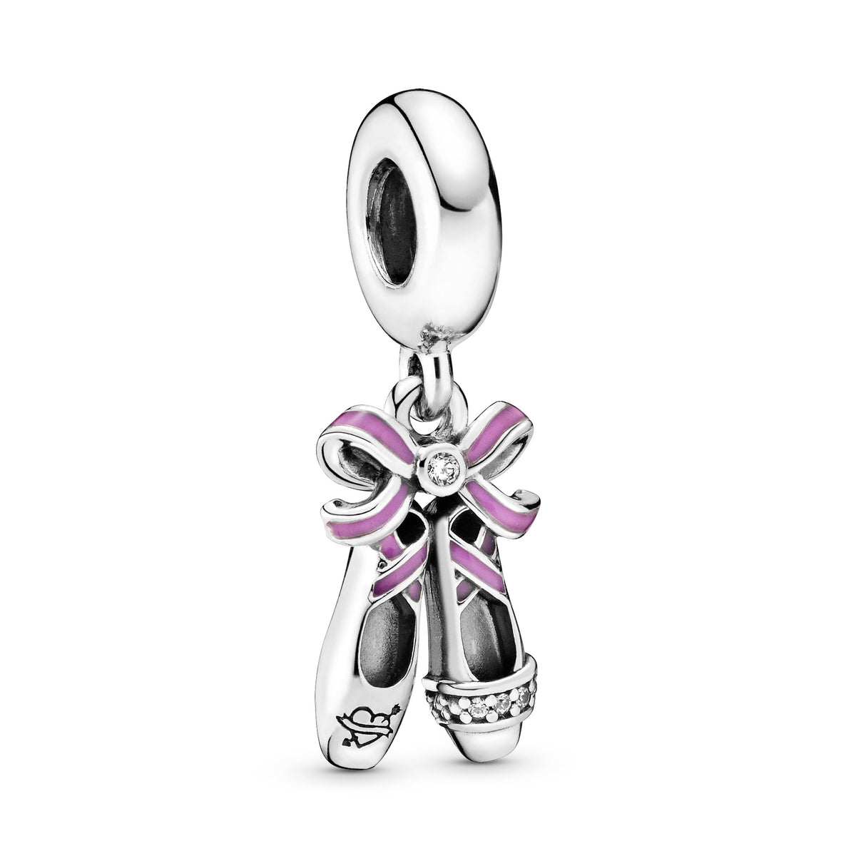 Dangle Charm – Sterling Silver – Pink Ballerina Shoes