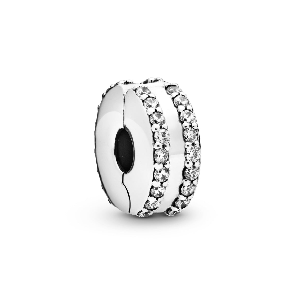 Clip Charm – Sterling Silver – Double Lined Pavé