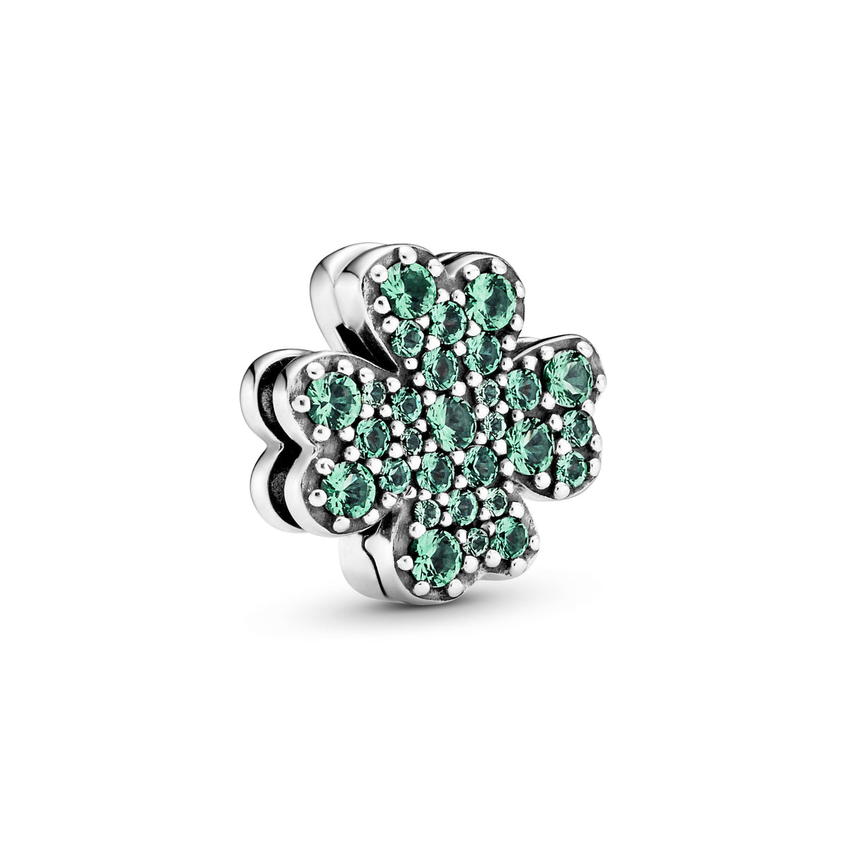 Clip Charm – Sterling Silver – Pavé Four-Leaf Clover