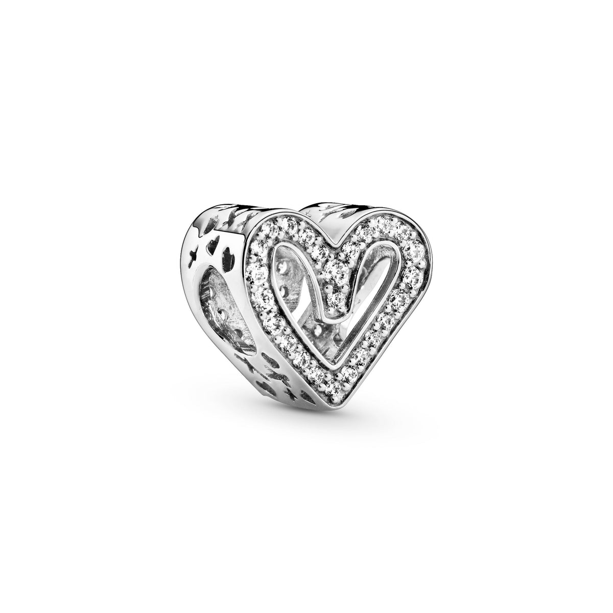 Charm – Sterling Silver – Sparkling Freehand Heart