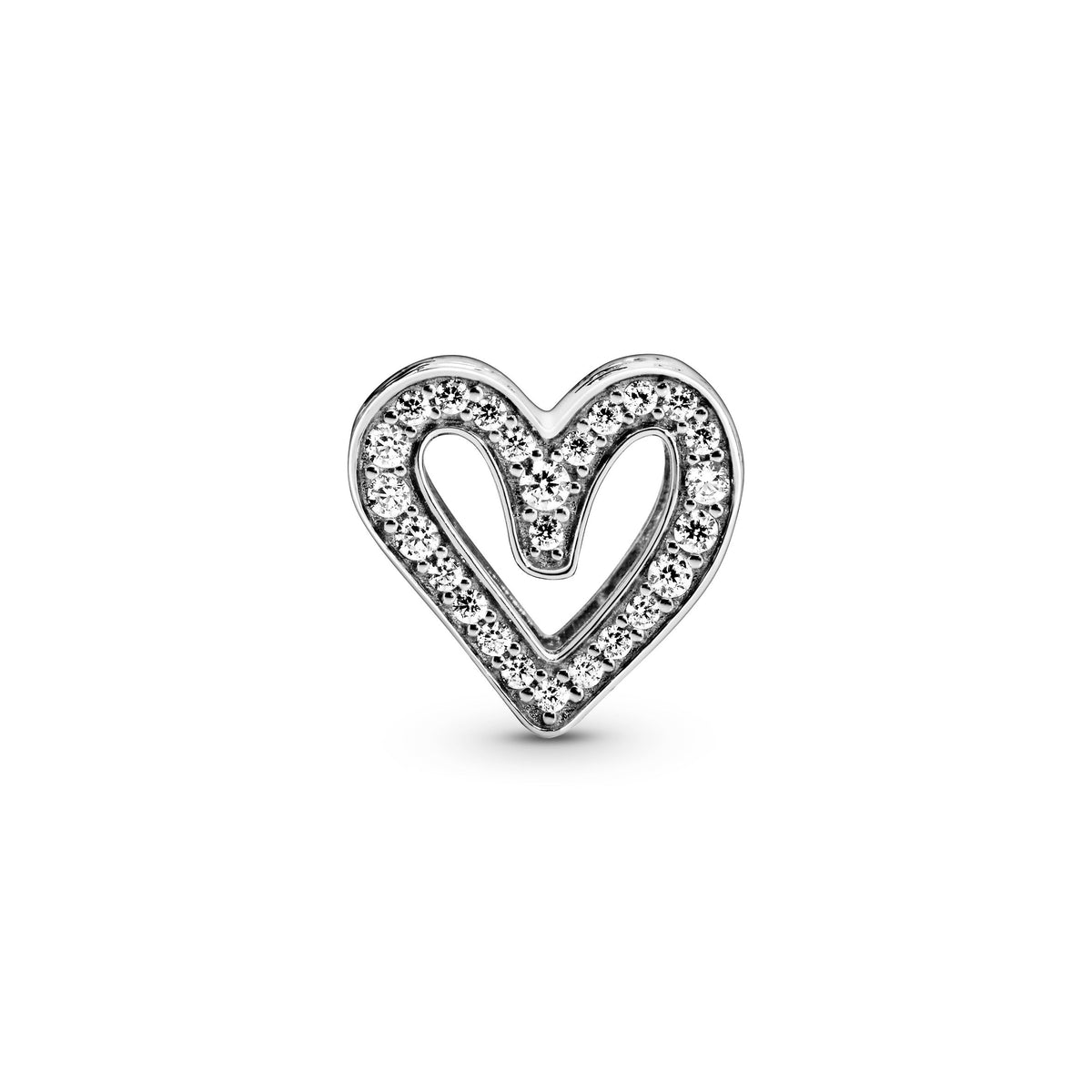 Charm – Sterling Silver – Sparkling Freehand Heart