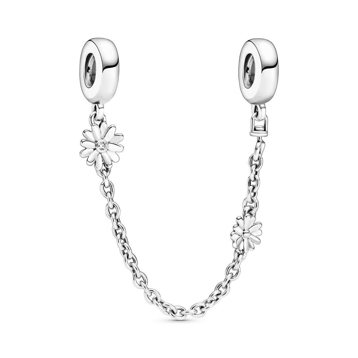 Safety Chain Charm – Sterling Silver – Daisy Flower