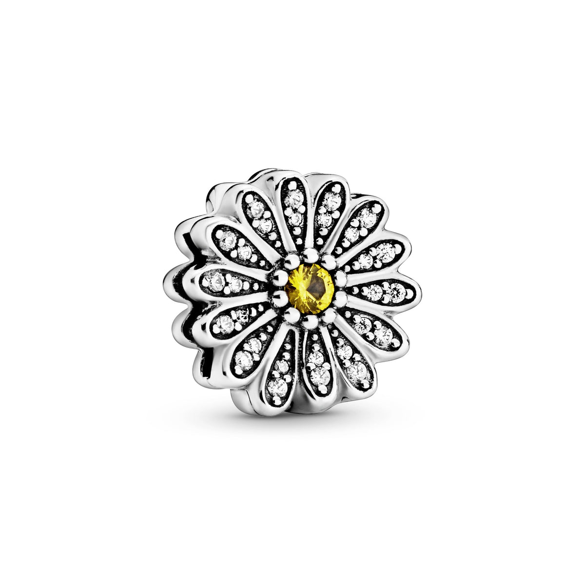 Clip Charm – Sterling Silver – Sparkling Daisy Flower