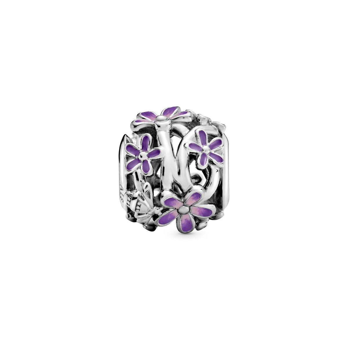 Charm – Sterling Silver – Openwork Purple Daisy