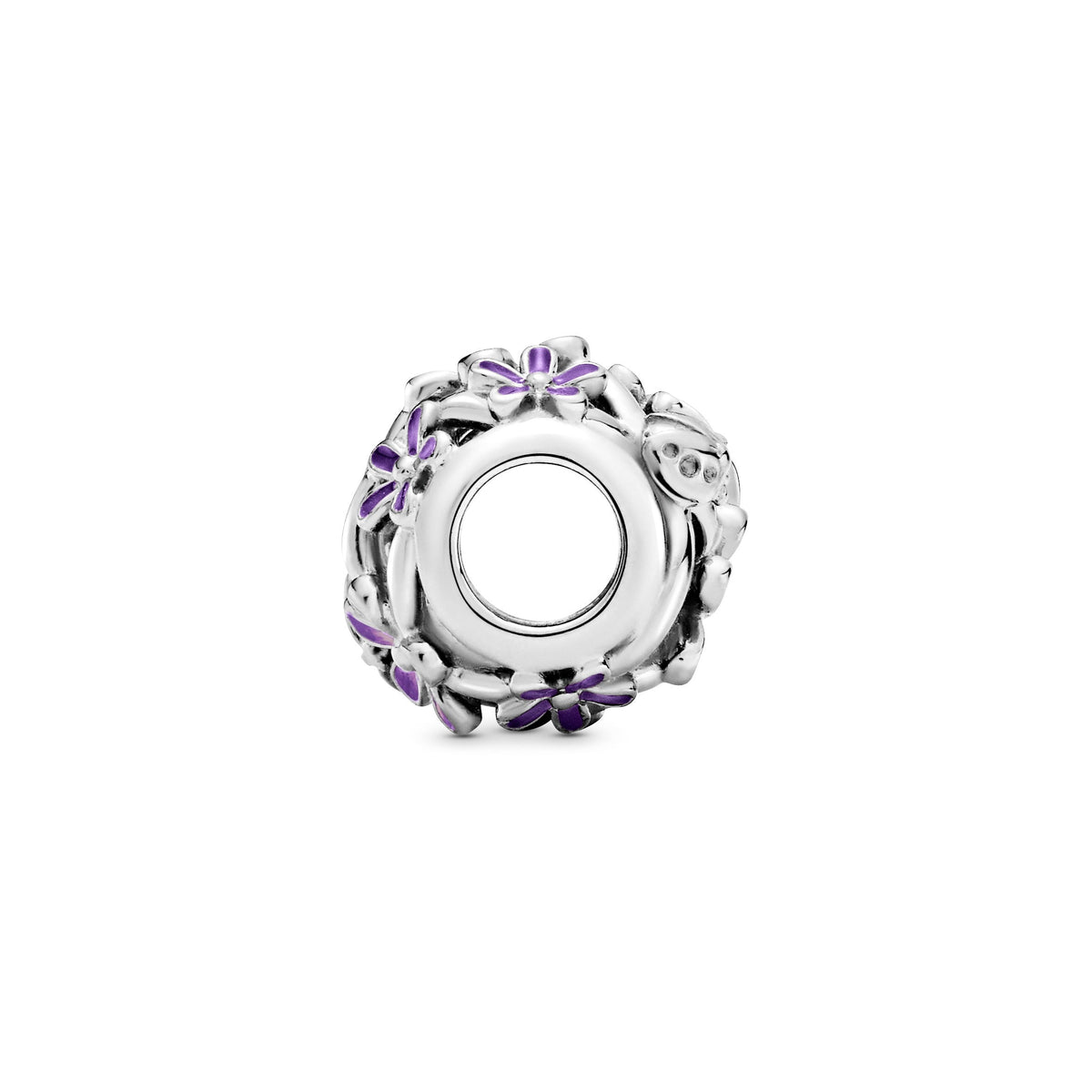 Charm – Sterling Silver – Openwork Purple Daisy