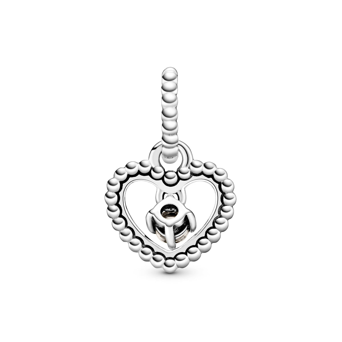Dangle Charm – Sterling Silver – Misty Rose Beaded Heart
