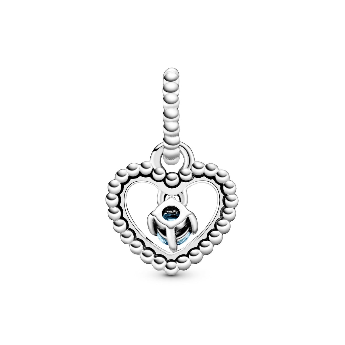 Dangle Charm – Sterling Silver – Sky Blue Beaded Heart
