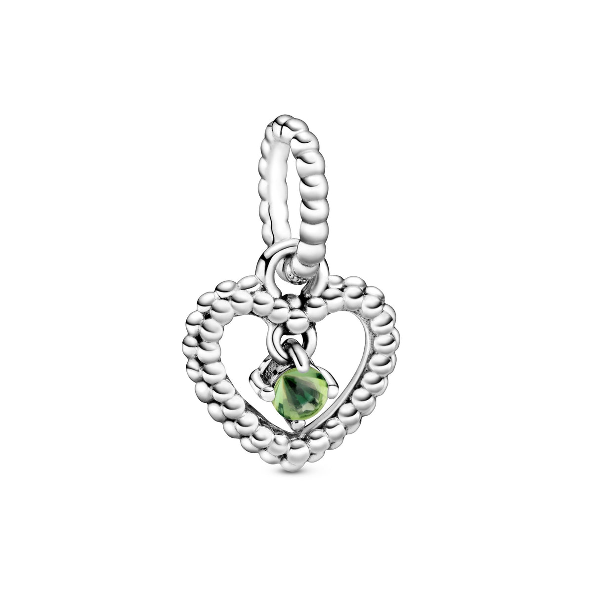 Dangle Charm – Sterling Silver – Spring Green Beaded Heart