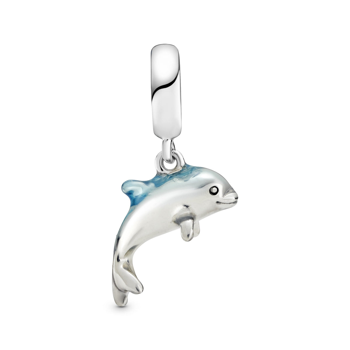 Dangle Charm – Sterling Silver – Shimmering Dolphin