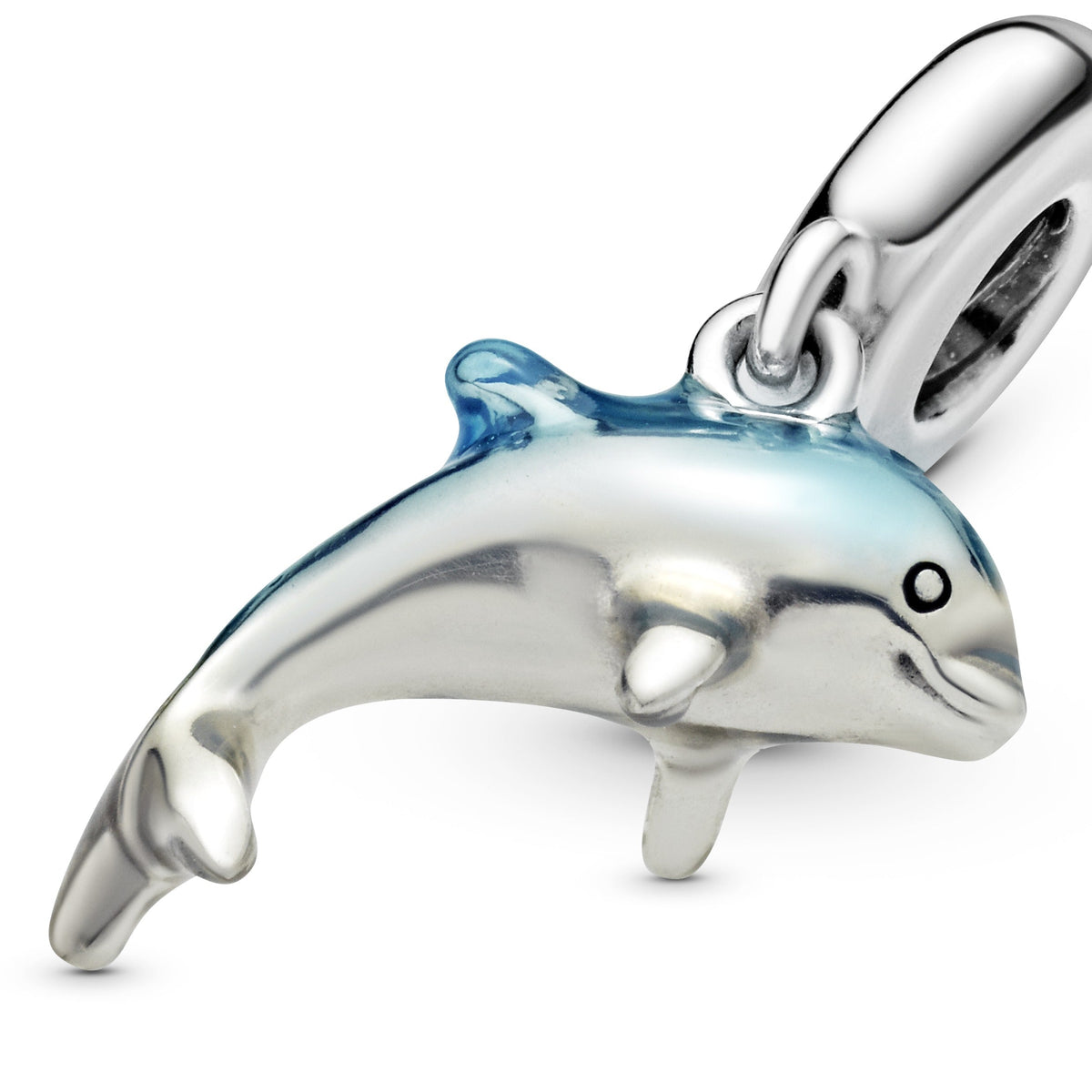 Dangle Charm – Sterling Silver – Shimmering Dolphin
