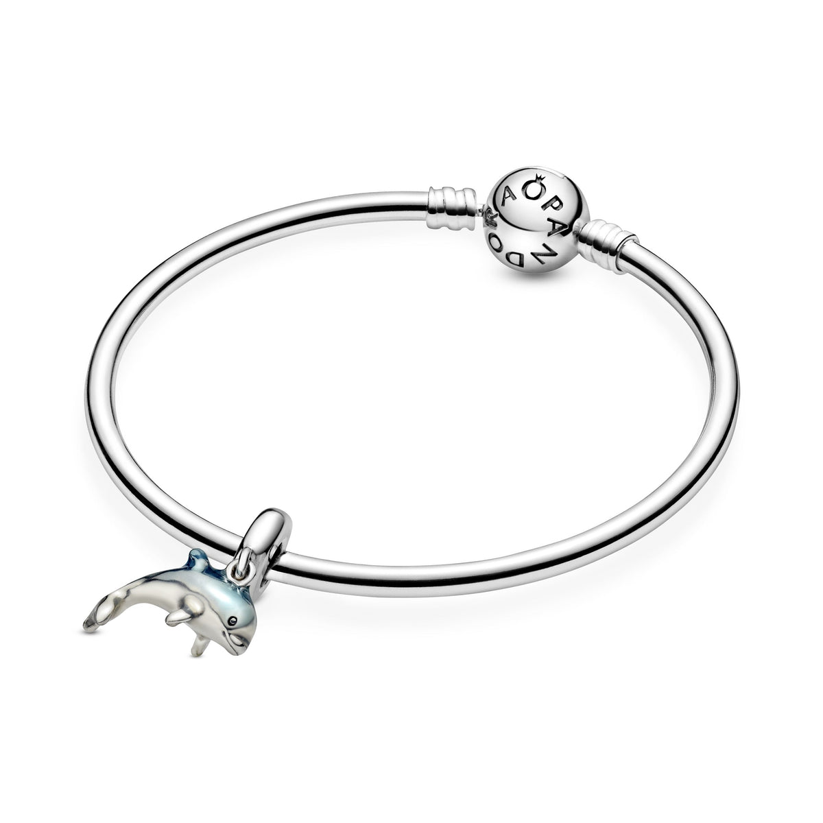 Dangle Charm – Sterling Silver – Shimmering Dolphin