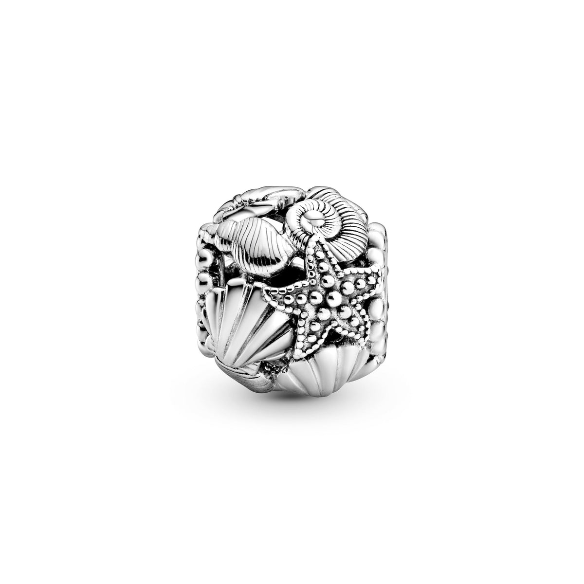 Charm – Sterling Silver – Openwork Starfish, Shells & Hearts
