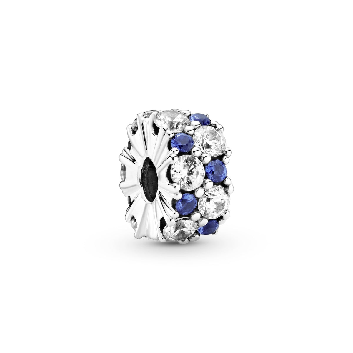 Clip Charm – Sterling Silver – Clear & Blue Sparkling